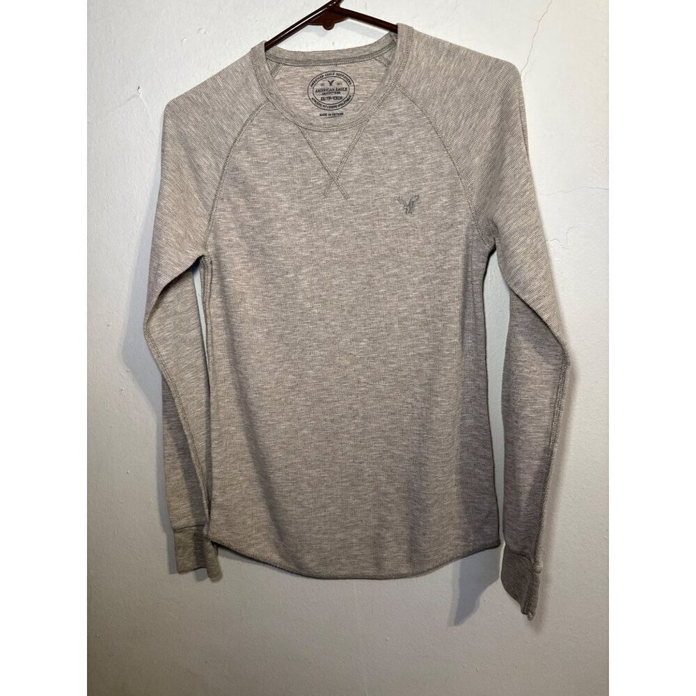 American Eagle Heritage Thermal Long Sleeve Light Brown Shirt XS